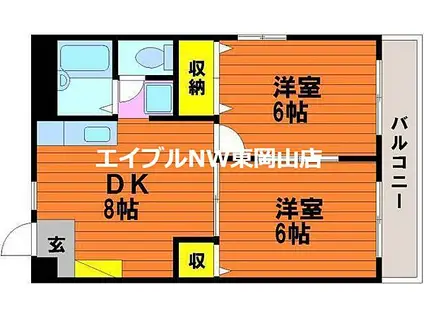 吉原山崎マンション(2DK/4階)の間取り写真