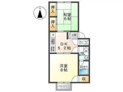 レジデンスおおくら(2DK/2階)の間取り写真