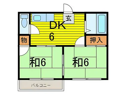 石川ハイツ(2DK/2階)の間取り写真