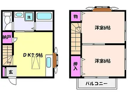 阪神本線 御影駅(阪急) 徒歩5分 2階建 築29年(2DK)の間取り写真