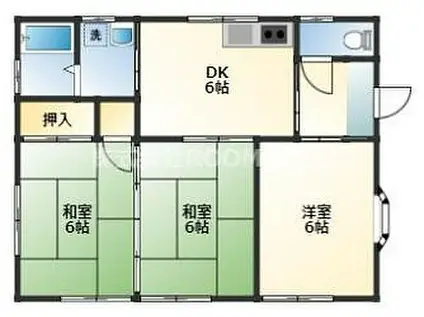 JR日豊本線 三股駅 徒歩21分 1階建 築26年(3DK)の間取り写真