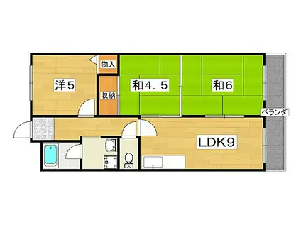 八坂一番館(3LDK/2階)の間取り写真