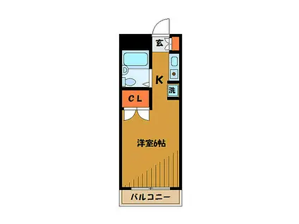 JR中央線 国分寺駅 徒歩6分 4階建 築35年(1K/2階)の間取り写真