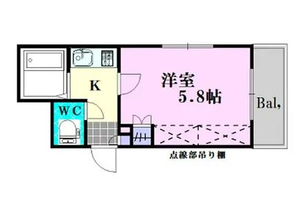 広島電鉄3系統 本川町駅 徒歩2分 7階建 築25年(1K/4階)の間取り写真