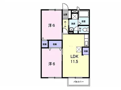 JR宇部線 居能駅 徒歩19分 2階建 築27年(2LDK/2階)の間取り写真