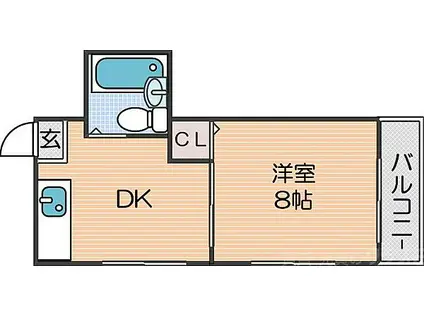 ハイムヤマウチ(1DK/4階)の間取り写真