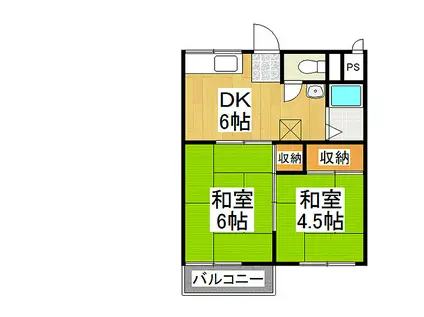 ふじハイツ(2DK/2階)の間取り写真