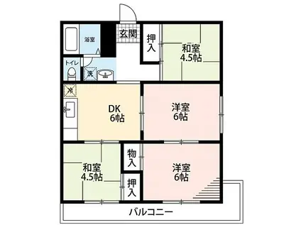 光マンション(4DK/1階)の間取り写真