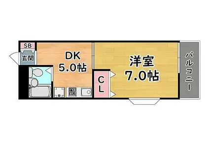 阪急神戸本線 王子公園駅 徒歩15分 2階建 築30年(1DK/1階)の間取り写真