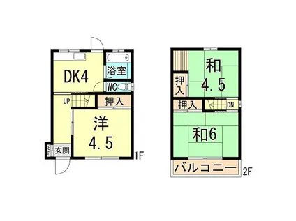 神戸高速東西線 西代駅 徒歩10分 2階建 築56年(3DK)の間取り写真