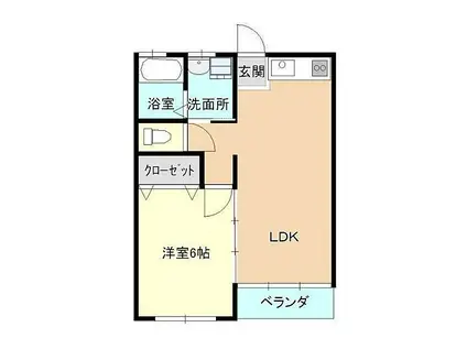 ピソブランコムサシ(1LDK/2階)の間取り写真