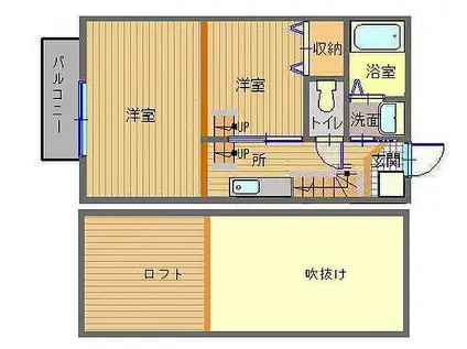 JR長崎本線 道ノ尾駅 徒歩7分 2階建 築19年(2K/1階)の間取り写真