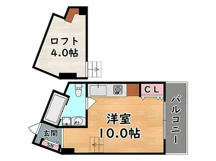 JR東海道・山陽本線 灘駅 徒歩1分 6階建 築5年(1K/6階)の間取り写真