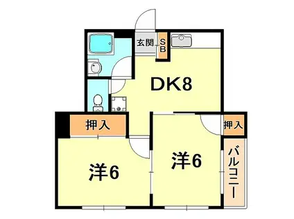 マツヤパークマンション(2DK/4階)の間取り写真