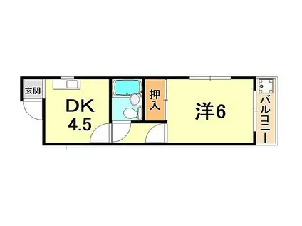 フレンドマンション(1DK/4階)の間取り写真