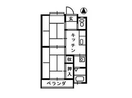 コーポタナベ(2K/2階)の間取り写真