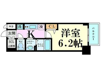 プレサンス堺筋本町ディスティニー(1K/12階)の間取り写真