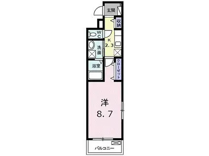 JR芸備線 矢賀駅 徒歩14分 3階建 築1年(1K/2階)の間取り写真