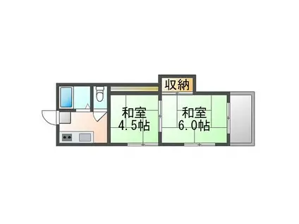 高松琴平電気鉄道長尾線 水田駅 徒歩39分 2階建 築40年(2K/2階)の間取り写真