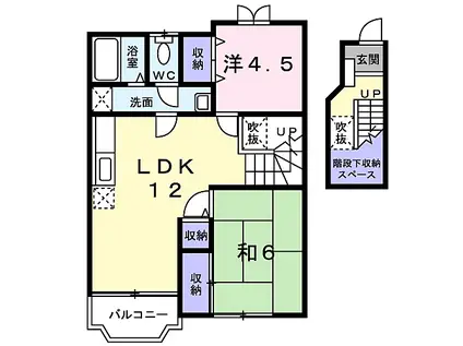 JR宇部線 岩鼻駅 徒歩28分 2階建 築25年(2LDK/2階)の間取り写真