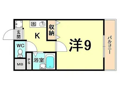 阪急神戸本線 塚口駅(阪急) 徒歩5分 3階建 築27年(1K/3階)の間取り写真