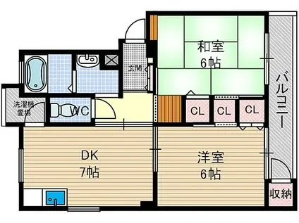 奈良コーポ(2DK/2階)の間取り写真