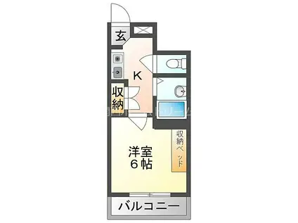 京阪本線 古川橋駅 徒歩4分 4階建 築32年(1K/1階)の間取り写真