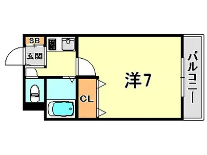 山陽電鉄本線 東須磨駅 徒歩3分 3階建 築28年(1K/2階)の間取り写真