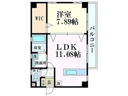 プリエール船場川(1LDK/4階)の間取り写真