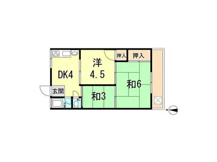 阪急神戸本線 園田駅 徒歩20分 3階建 築48年(3DK/1階)の間取り写真