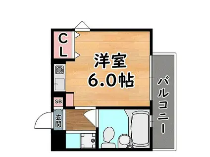 阪急神戸本線 王子公園駅 徒歩3分 5階建 築31年(ワンルーム/3階)の間取り写真
