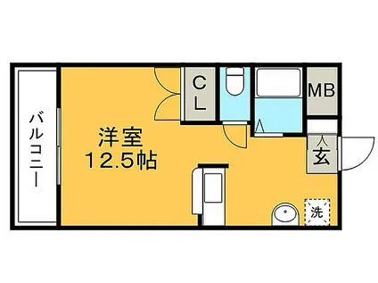メゾン高嶋(ワンルーム/2階)の間取り写真