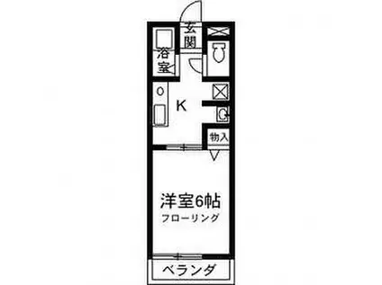 レトア中村B(1K/2階)の間取り写真