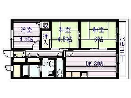 アルカザーレ国分西(3DK/3階)の間取り写真