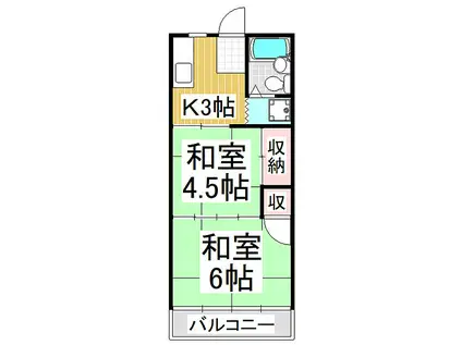 昼神アパート(2K/1階)の間取り写真