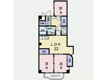 パステルビラ光陽(3LDK/5階)の間取り写真