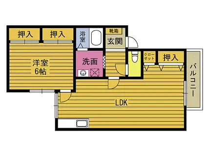 フローレンス森(1LDK/2階)の間取り写真