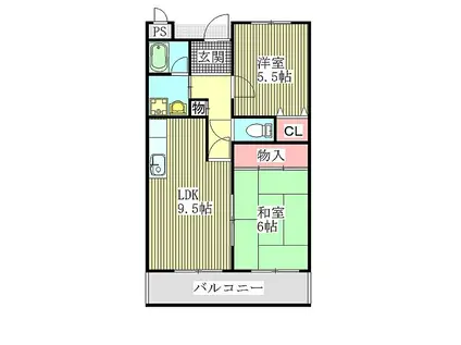 南海高野線 千代田駅 徒歩8分 2階建 築28年(2LDK/2階)の間取り写真