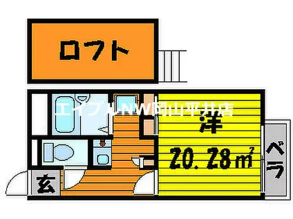 JR赤穂線 西大寺駅 徒歩28分 2階建 築16年(1K/2階)の間取り写真