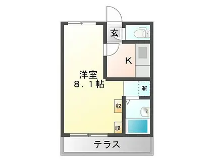 江戸橋ハイツ(1K/1階)の間取り写真