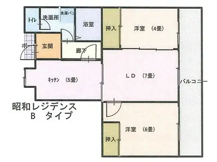 昭和レジデンス(2LDK/5階)の間取り写真