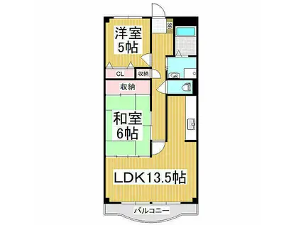 並柳ハイツ(2LDK/4階)の間取り写真