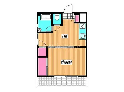 JR中央本線 吉祥寺駅 徒歩13分 4階建 築46年(1DK/4階)の間取り写真