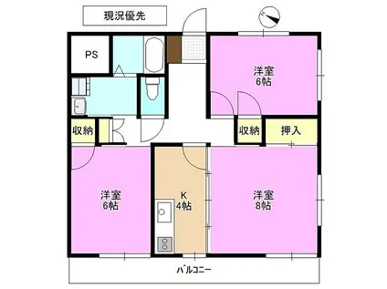 若林マンション(3K/2階)の間取り写真