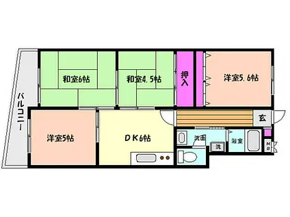 阪急神戸本線 六甲駅 徒歩10分 3階建 築38年(4SDK/1階)の間取り写真