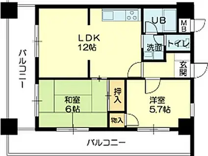 ロイヤルコーポ姫路(2LDK/8階)の間取り写真