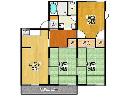 メゾンドール最所A(3LDK/2階)の間取り写真