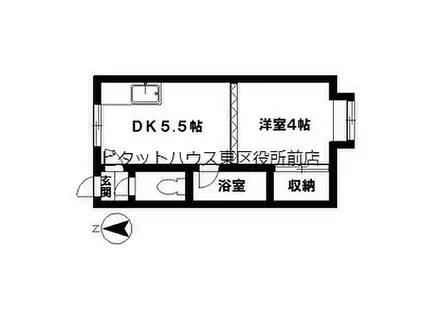 札幌市営東豊線 環状通東駅 徒歩7分 3階建 築30年(1DK/2階)の間取り写真
