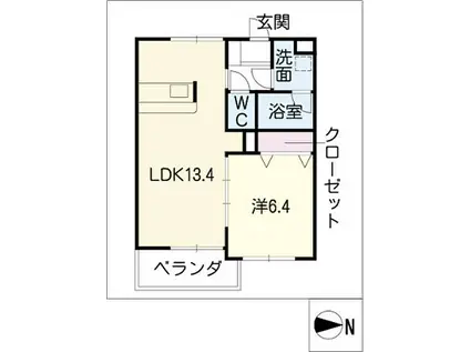 グレースコート神戸(1LDK/2階)の間取り写真