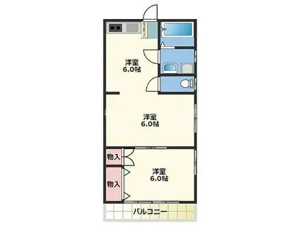 徳留アパート(2DK/2階)の間取り写真